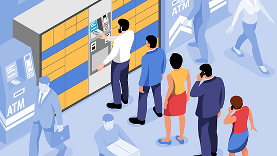post terminal isometric illustration